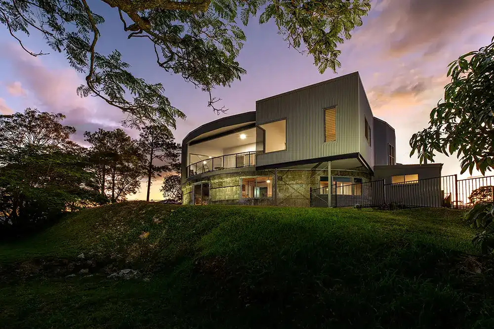 Beautiful twilight photo of iconic Tank House